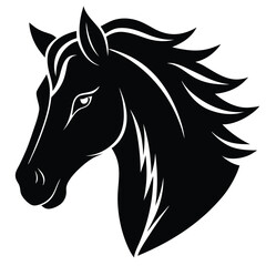 Horse Head Silhouette Vector Art and Black Color Design