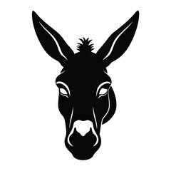 Donkey Head Silhouette Vector Art Illustration and Black Donkey Head Design