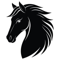 Horse Head Silhouette Vector Art and Black Color Design