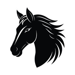 Horse Head Silhouette Vector Art and Black Color Design