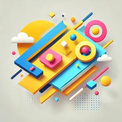 Colorful Geometric Abstract 3D Design with Modern Shapes