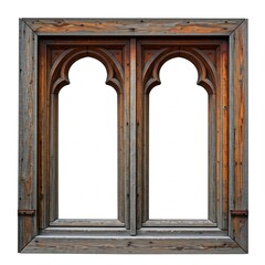 Fototapeta premium Old Decayed Vintage Victorian Window Frame Isolated on White Background