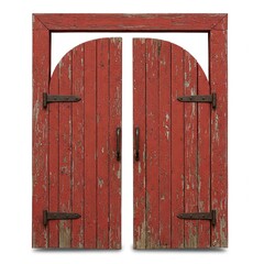 Vintage Wild West Style Saloon Swinging Double Door, Isolated on White Background