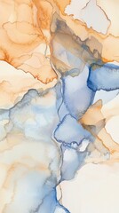Fototapeta premium Creating a mesmerizing blend of orange and blue hues, alcohol ink painting technique forms an abstract composition that captivates with its fluid art style and vibrant colors