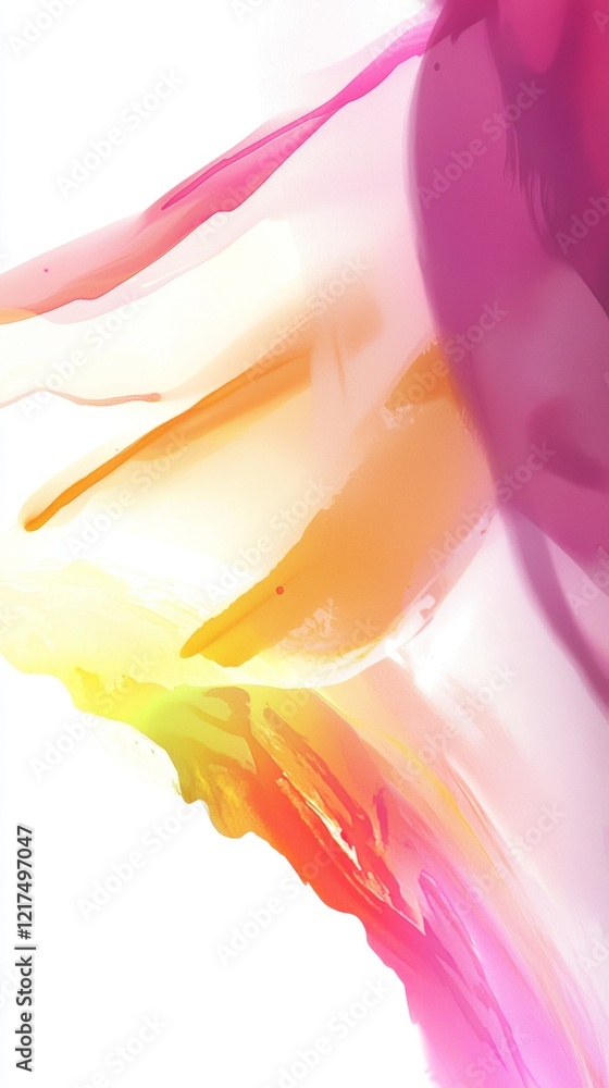 Poster smooth, flowing lines of vibrant color create an abstract design, blending warm yellows and oranges 