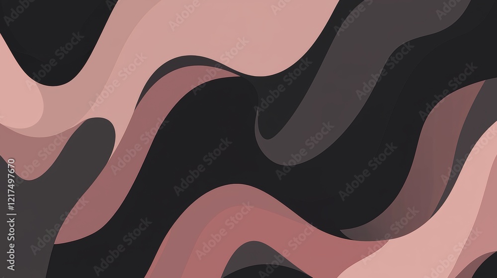 Poster smooth, undulating waves of pink and black create a dynamic and visually engaging abstract backgroun