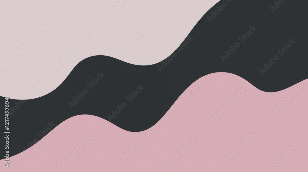 Aufkleber modern abstract background showcasing a dynamic composition of wavy shapes in contrasting pink and b