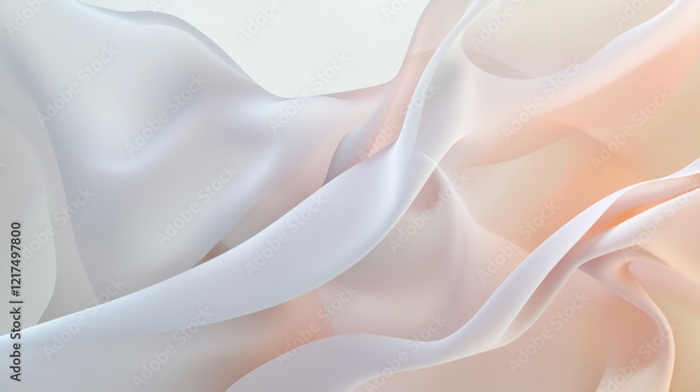 Poster smooth, pastel-colored silk fabric flows and drapes, creating elegant abstract shapes and folds with
