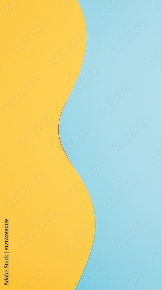 Aufkleber two-tone background featuring a smooth wavy separation between vibrant yellow and calming blue color
