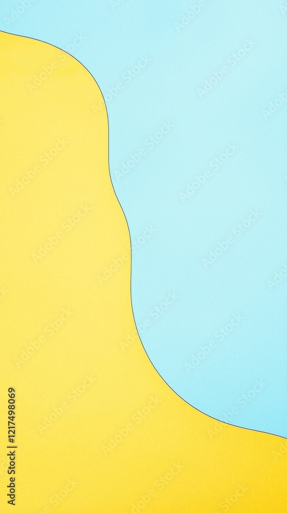 Poster smooth, wavy yellow and light blue background creates a calming and visually appealing abstract desi