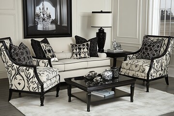 Black and White Luxurious Living Room Decor