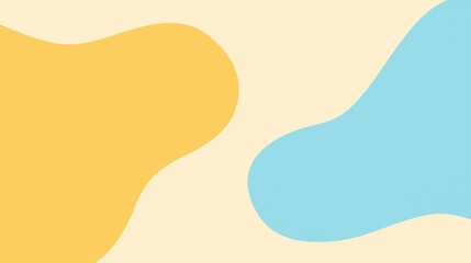 Yellow and blue organic shapes are creating a dynamic and modern composition over a cream background, perfect for adding a touch of playful energy to any project