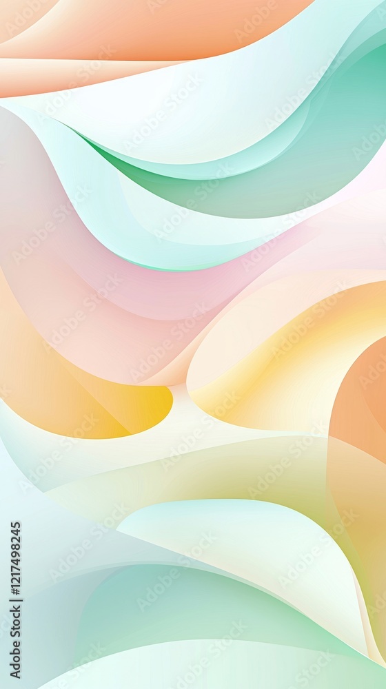 Poster pastel-colored abstract waves flowing gently create soft, elegant shapes, perfect for enhancing back