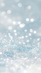 Silver glitter creates a sparkling surface with bokeh lights forming a festive and elegant christmas background, ideal for holiday-themed designs and projects
