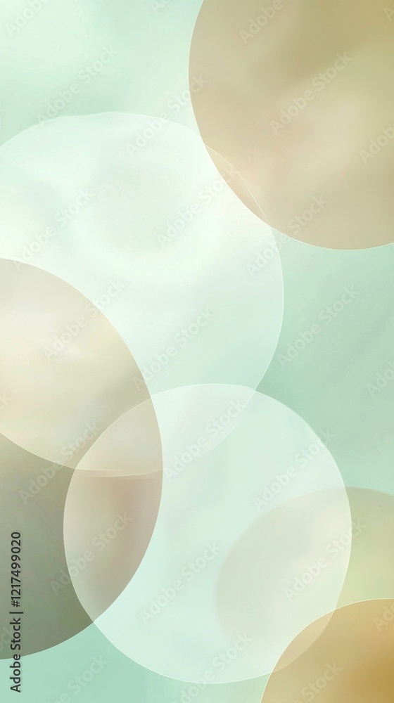 Poster soft and dreamy abstract background featuring overlapping circles, creating a subtle gradient of pas