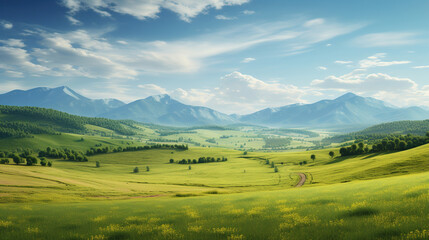 Fototapeta premium Serene Mountain Valley Landscape