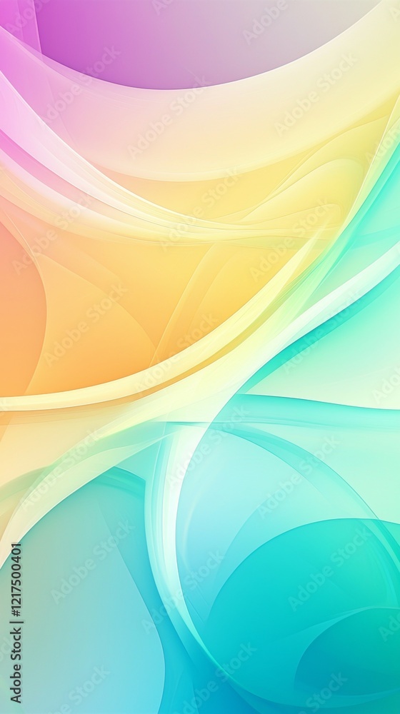Poster smooth pastel-colored shapes create a visually appealing abstract background with flowing lines and 