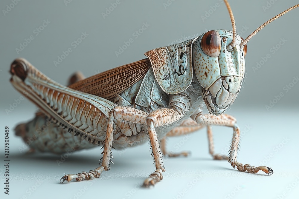Poster detailed close-up of a grasshopper showcasing its intricate features.
