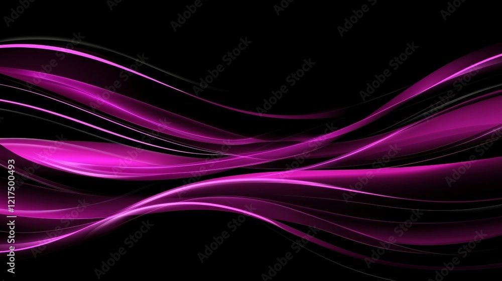 Poster smooth pink waves are creating a dynamic and elegant design element on a dark background, perfect fo