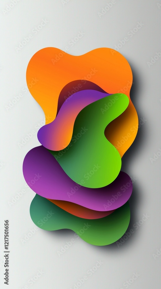 Poster vibrant, overlapping abstract shapes create a dynamic and modern composition on a gradient backgroun