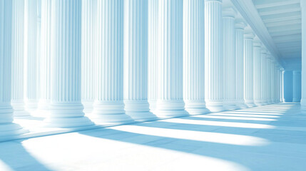 beautiful airy widescreen minimalistic white , Serene Colonnade Architectural Pathway