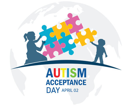 Vector illustration on the theme of World Autism Acceptance day observed each year on April 2nd across the globe.