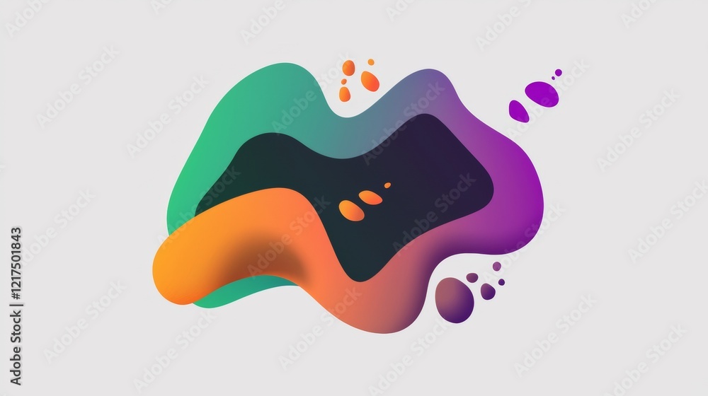 Poster colorful abstract background featuring flowing organic shapes with gradient colors, creating a vibra