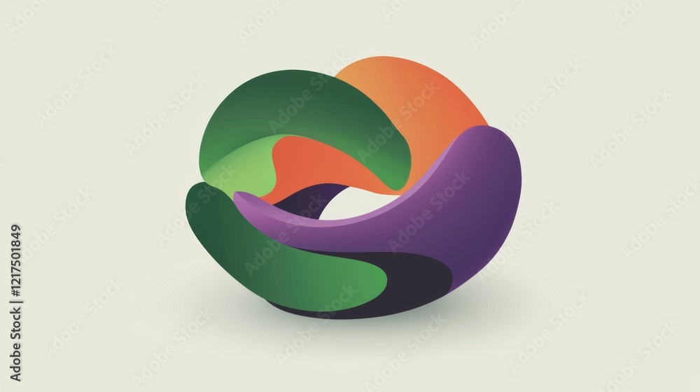 Poster smooth, colorful shapes intertwining and overlapping create a dynamic abstract composition against a
