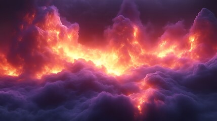 Fiery Cloudscape A Dramatic Celestial Scene