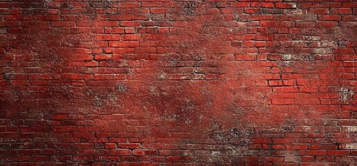 Red Brick Wall Texture: Grunge Background with Aged and Weathered Brickwork