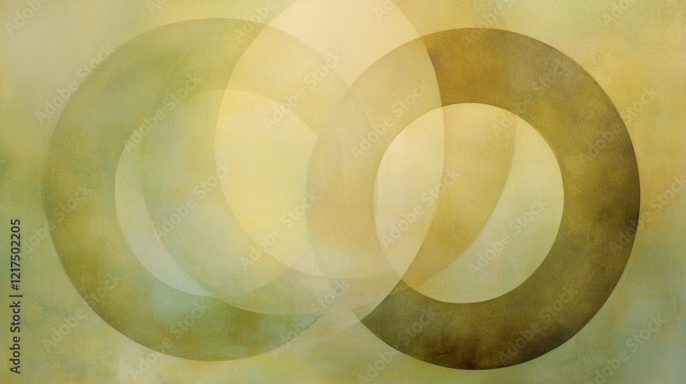 Poster intertwined and overlapping circles form an abstract design with a textured, painted effect, featuri
