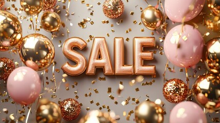 Glamorous Sale Celebration with Balloons and Confetti
