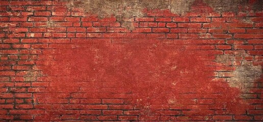 Obraz premium Red Brick Wall Texture Background: Grunge Aged Weathered Surface