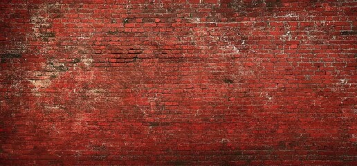 Obraz premium Red Brick Wall Texture Background Grunge Aged Vintage Weathered Distressed Rough Old Brickwork Masonry Surface Design Pattern Abstract Building Construction Architecture Urban Industrial