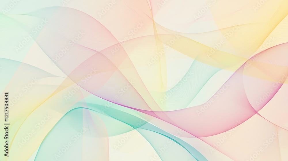 Poster blending gentle pastel hues in a mesmerizing display of abstract waves, creating a serene and calmin