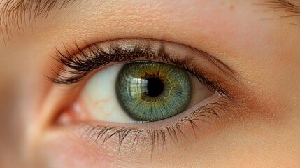 Fototapeta premium Close-up of a Striking Green Eye, Captivating Detail and Rich Color