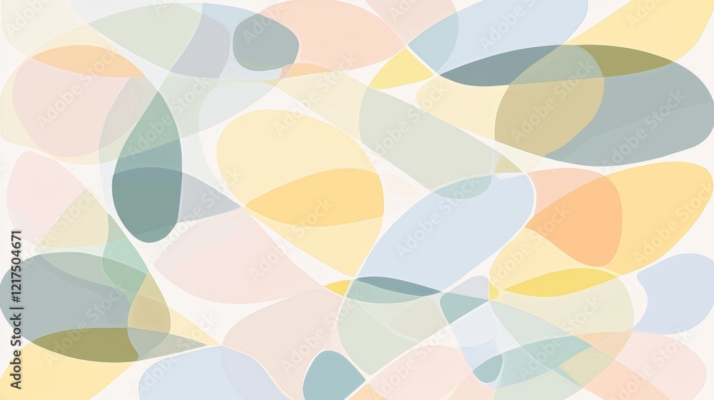 Aufkleber soft pastel-colored translucent shapes overlapping and blending together, creating a modern abstract