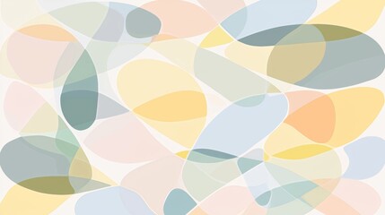 Soft pastel-colored translucent shapes overlapping and blending together, creating a modern abstract background design that exudes an artistic and elegant feel