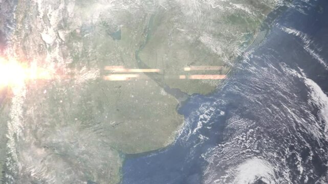 Zooming in on Lanus, Argentina frome space - Perfect for Travel Intros and Backgrounds. Realistic 3D Animation.