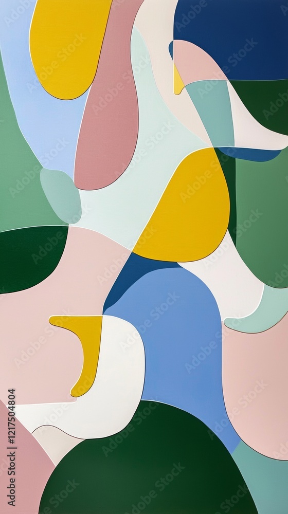 Poster colorful overlapping shapes create a visually engaging abstract background, ideal for modern art des