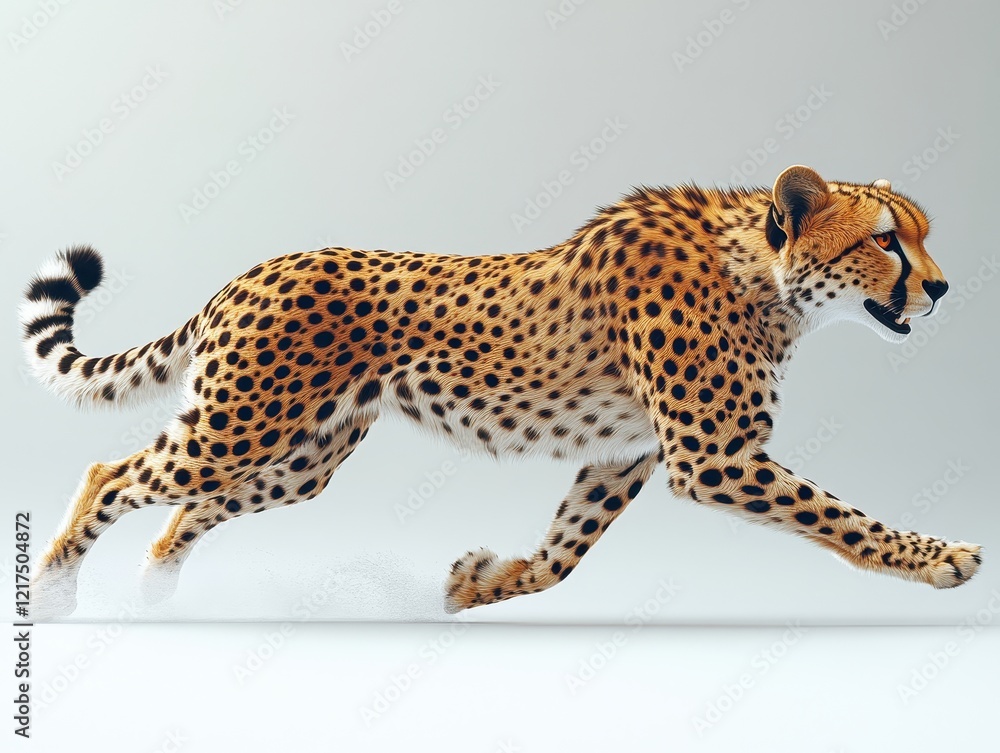 Poster a realistic depiction of a cheetah running in motion.