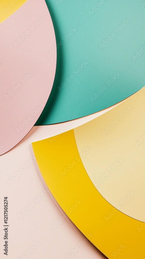 Aufkleber pastel-colored paper shapes forming a modern and minimalist design, creating an elegant backdrop for