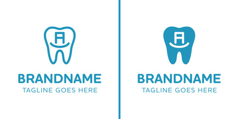 Letter A Dental Tooth Logo, symbolizing tooth, dental care and orthodontist