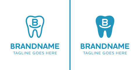 Letter B Dental Tooth Logo, symbolizing tooth, dental care and orthodontist