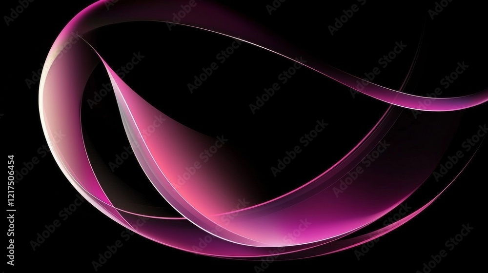 Poster smooth elegant pink and purple waves creating a dynamic and flowing abstract design on a black backg