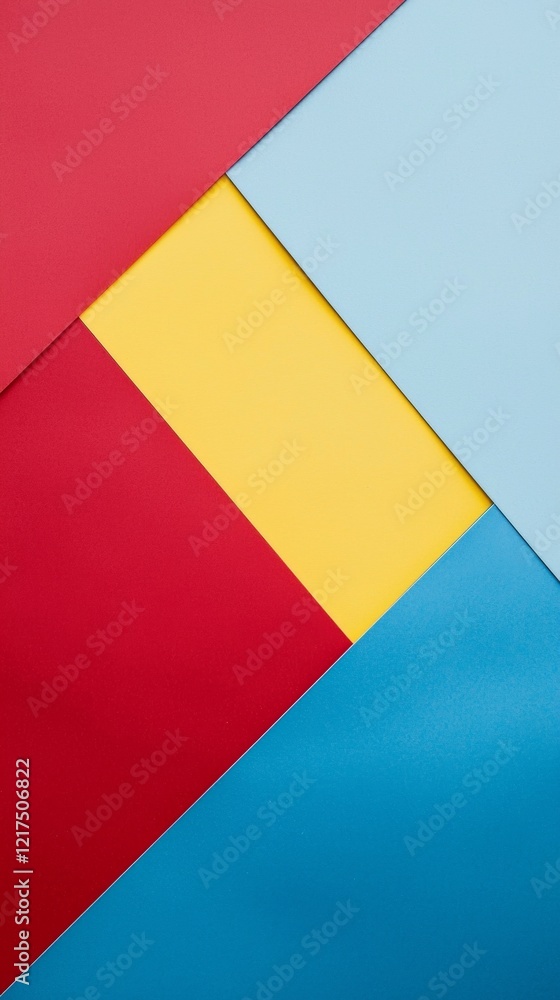 Poster geometric composition with vivid colors creating an abstract background with intersecting shapes, of