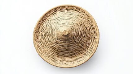 Fototapeta premium Woven conical hat, studio shot, white background, Asian culture, food cover
