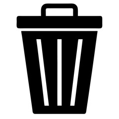 Simple Black and White Trash Can Icon