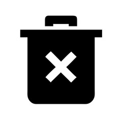 Simple Black and White Trash Can Icon