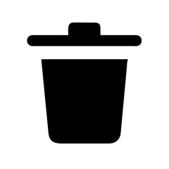 Simple Black and White Trash Can Icon